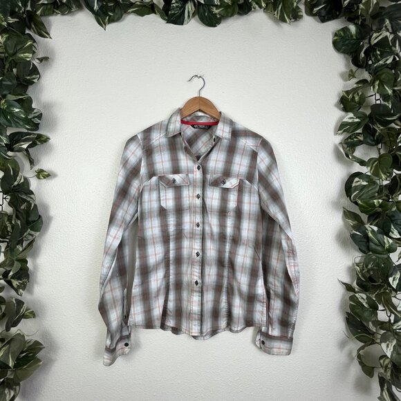 ARC’TERYX Long Sleeve Front Button Shirt Plaid Grey Multi Women’s Size S - Picture 1 of 12